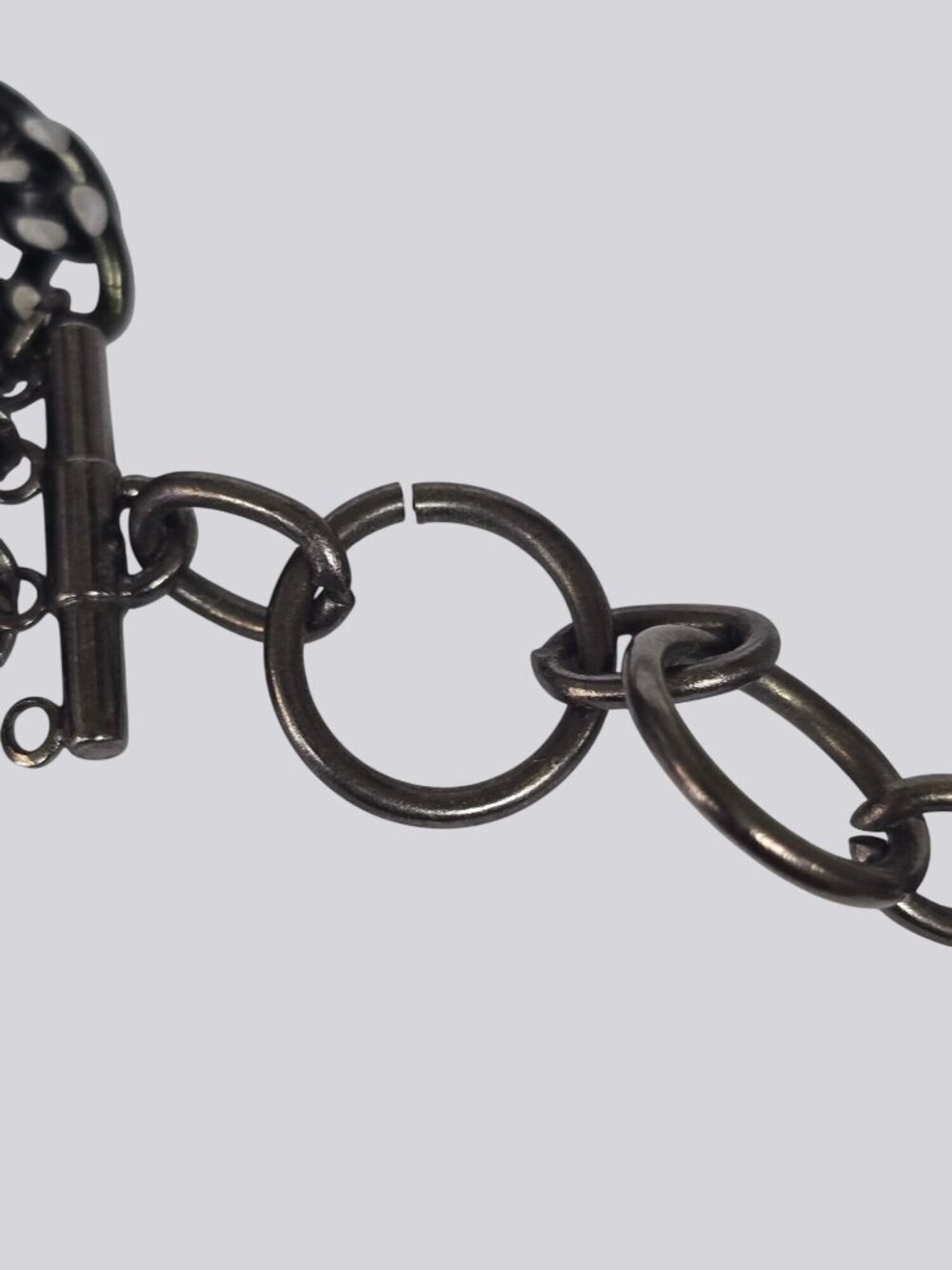 Vintage-Style Black Multi-Chain Necklace With Clear Rhinestone Accents - Picture 12 of 16